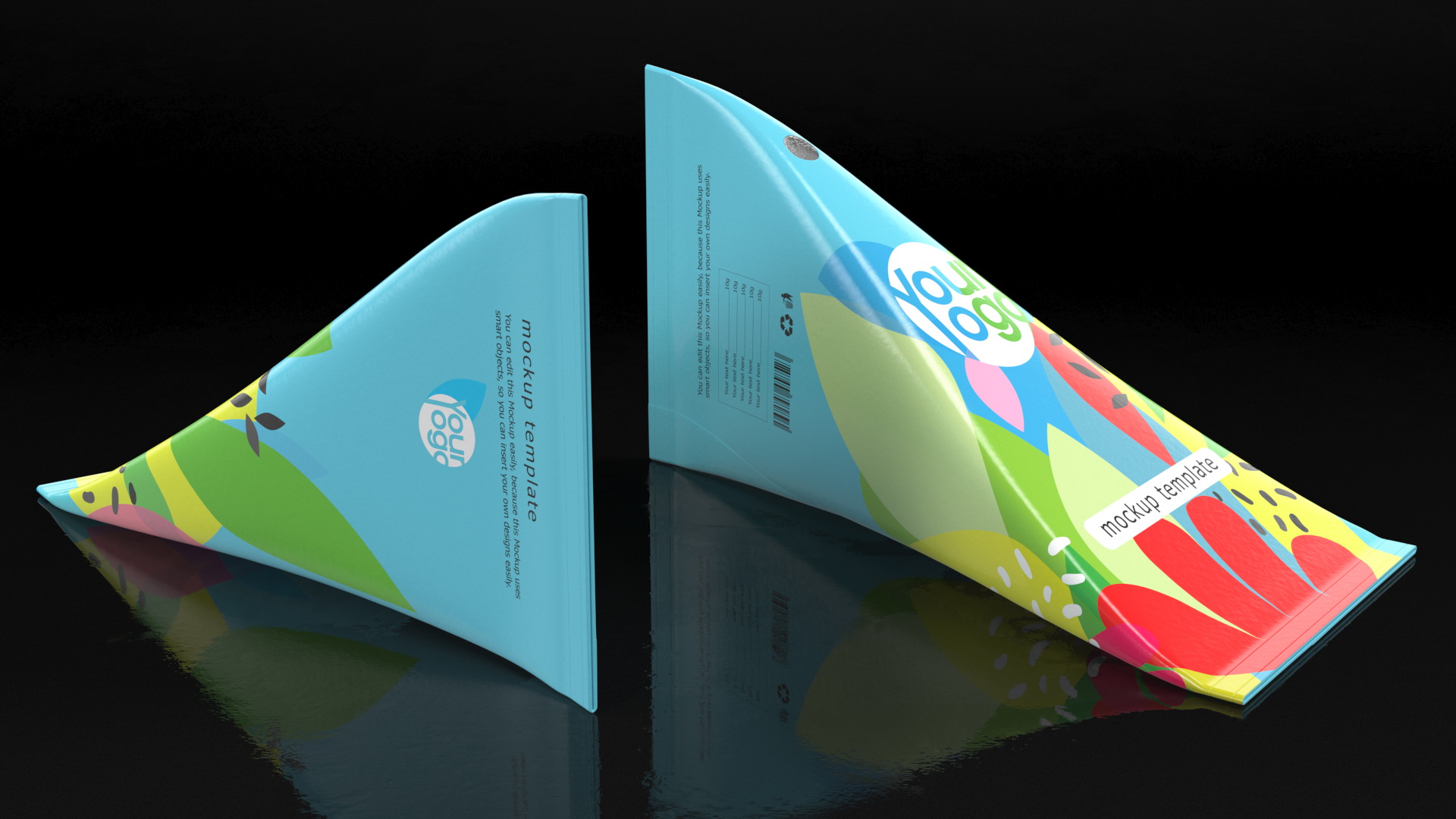 3D Triangle Aseptic Package Mockup Blue