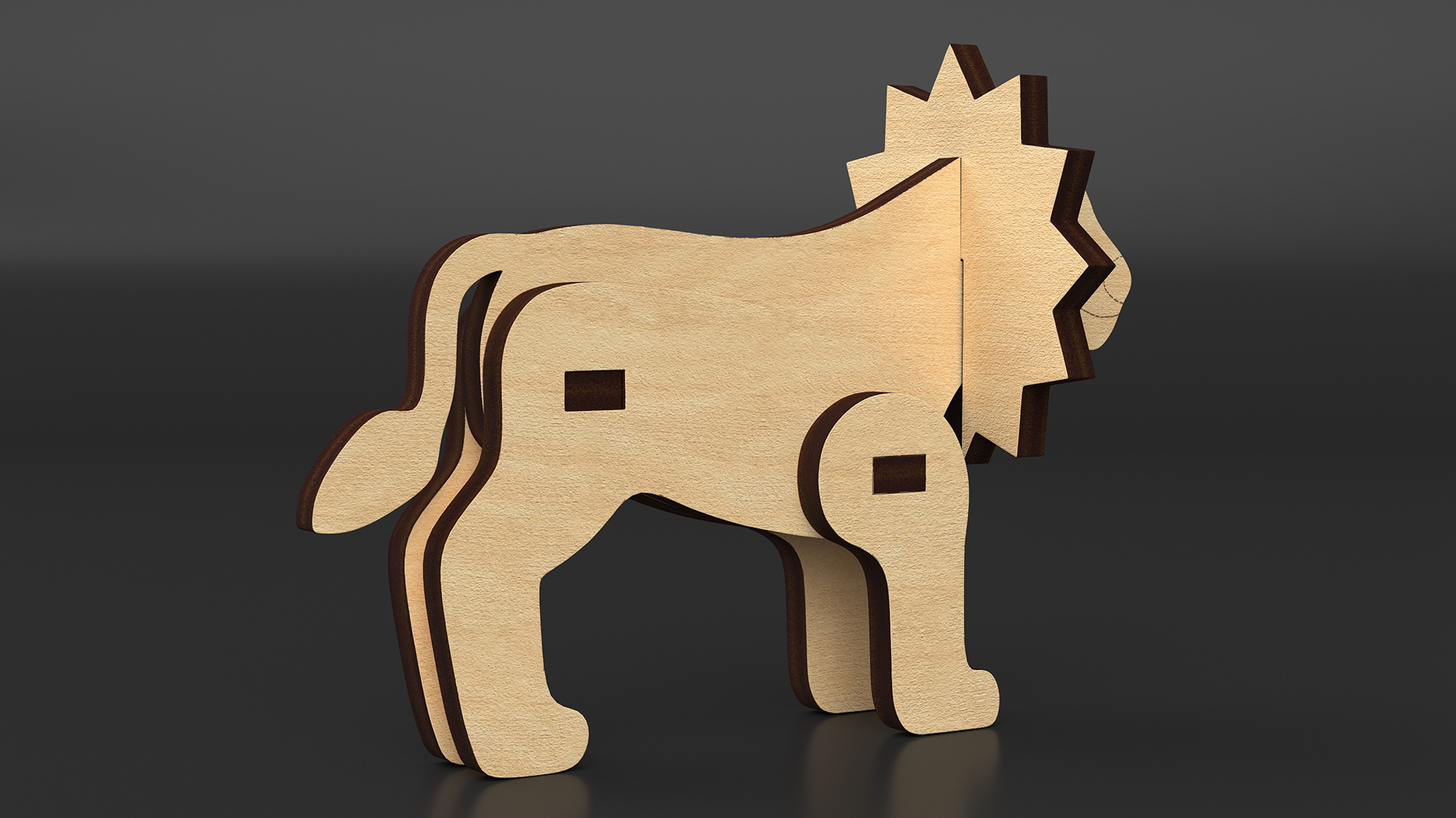 3D 3d Wooden Lion Puzzle