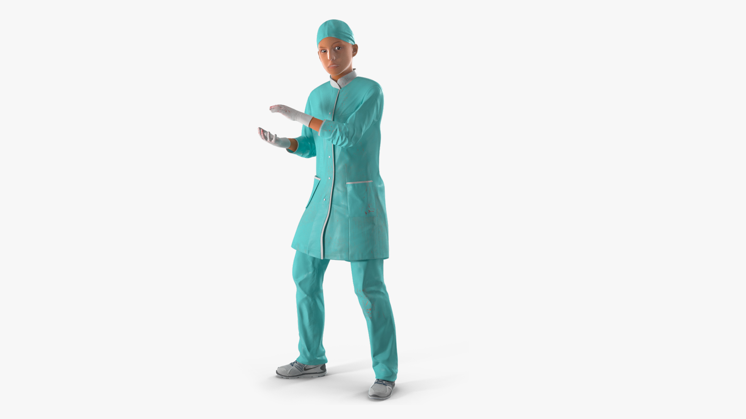 Lady Surgeon or Nurse Rigged for Maya 3D