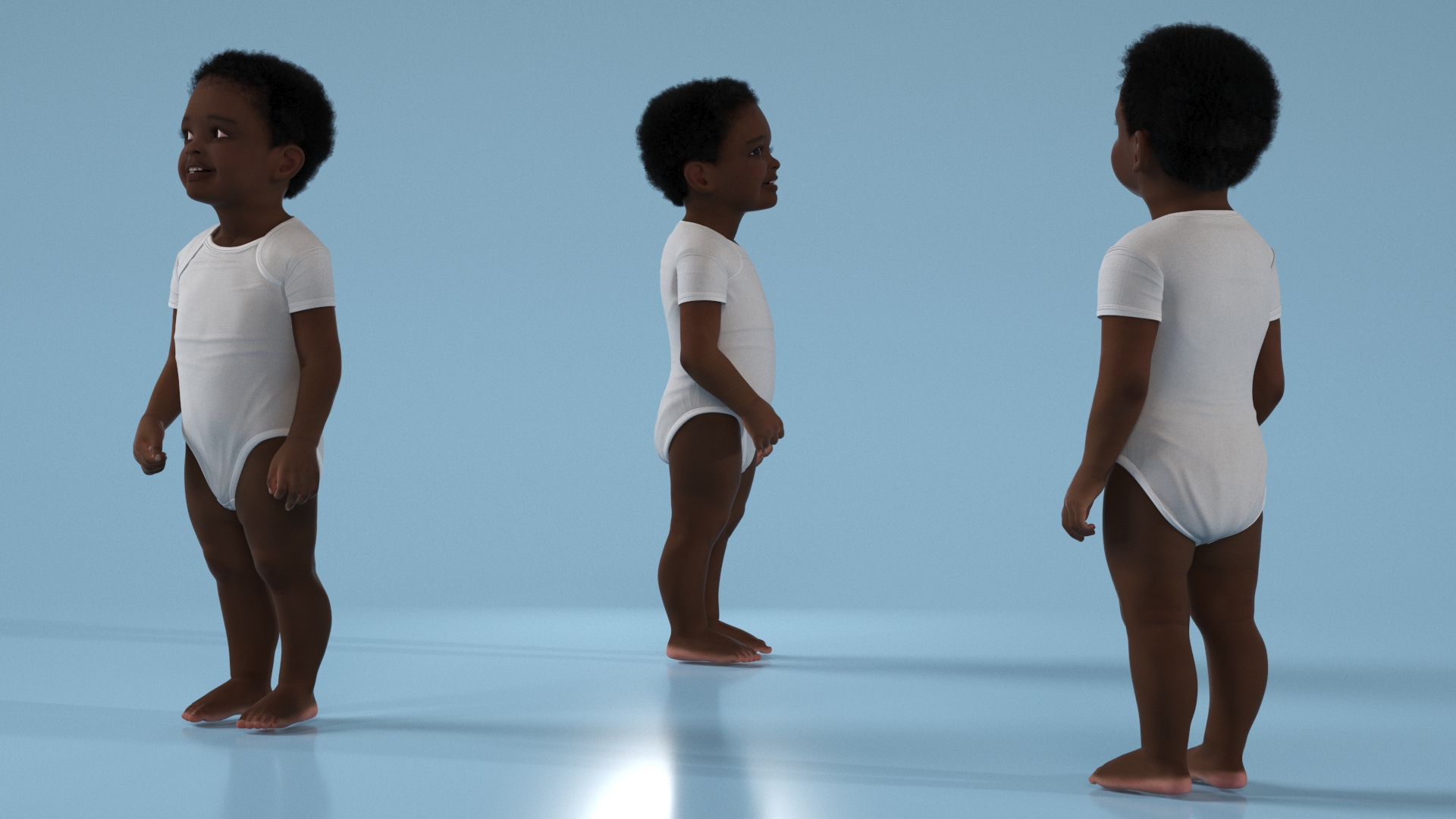 3D Black Toddler Boy in Bodysuit Standing model