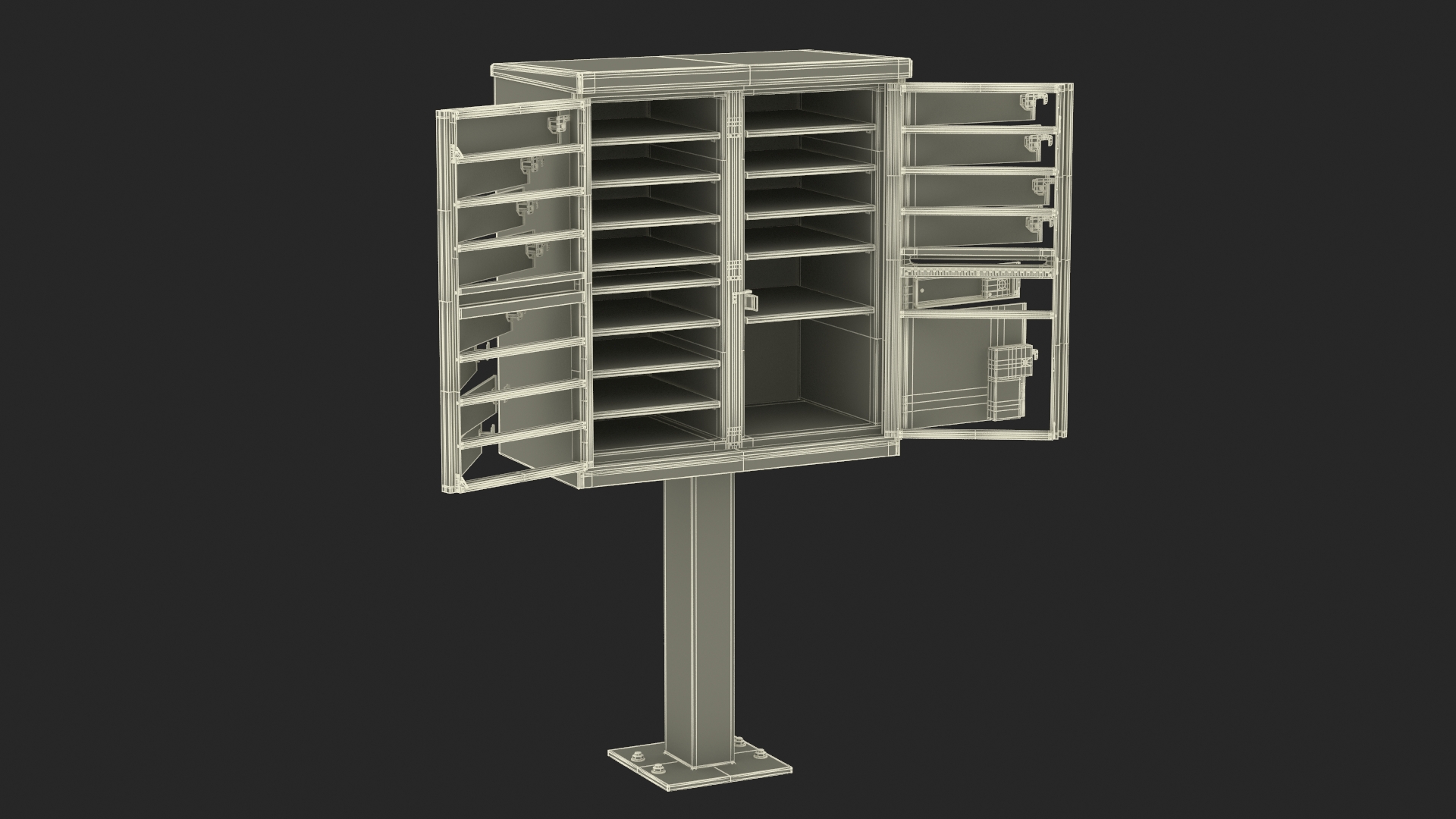 3D model Black Twelve Door Parcel Cluster Mailbox