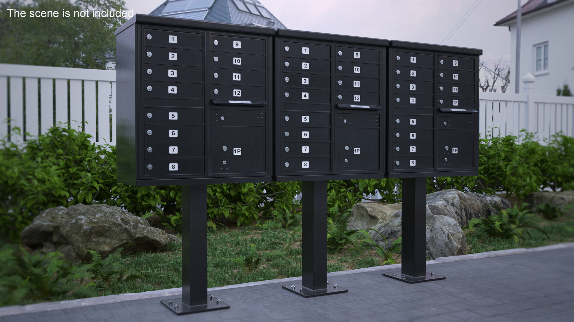 3D model Black Twelve Door Parcel Cluster Mailbox