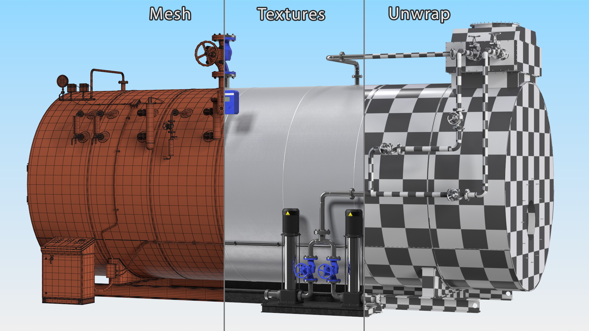 3D Industrial Horizontal Boiler model