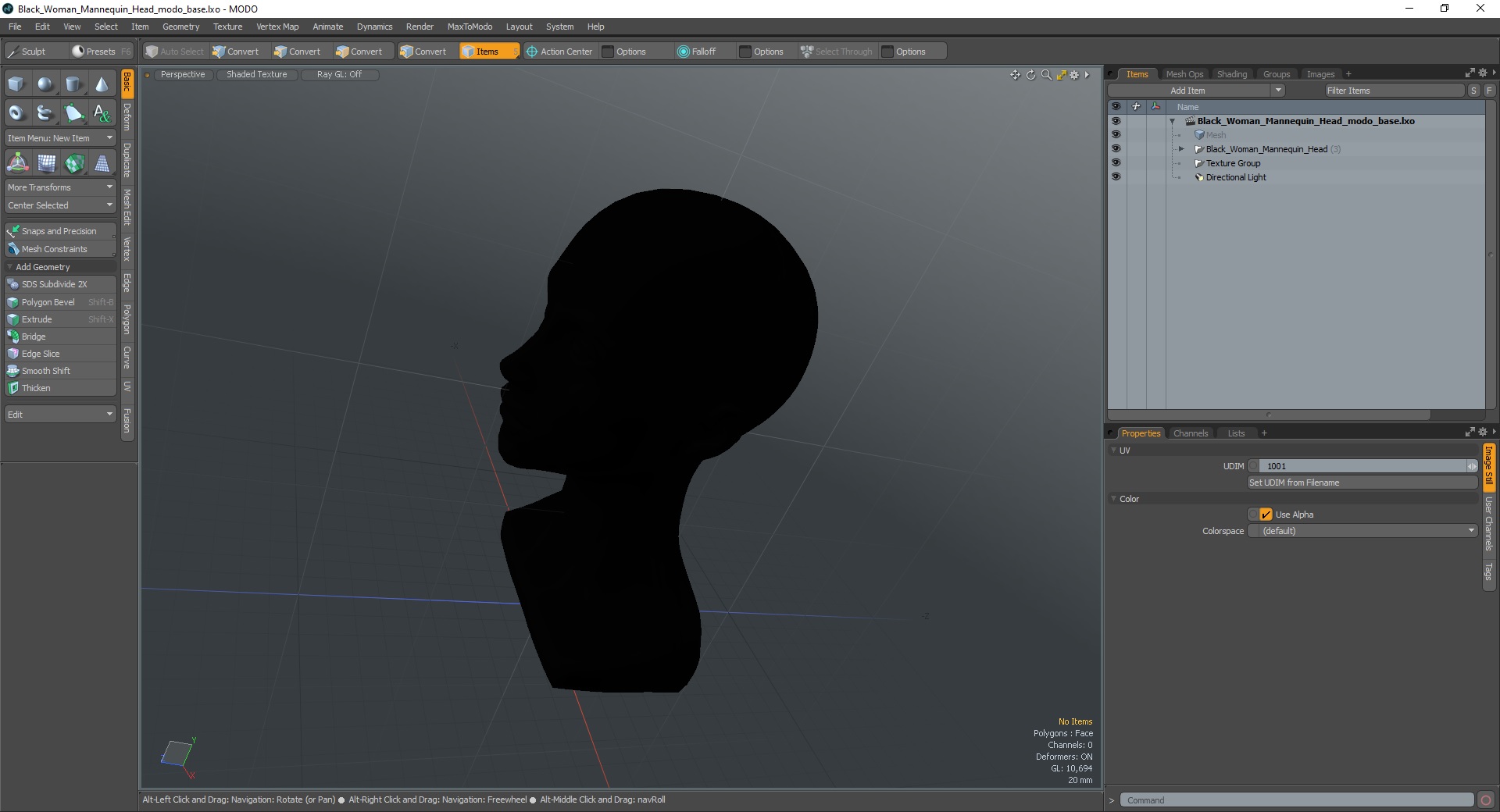 3D Black Woman Mannequin Head