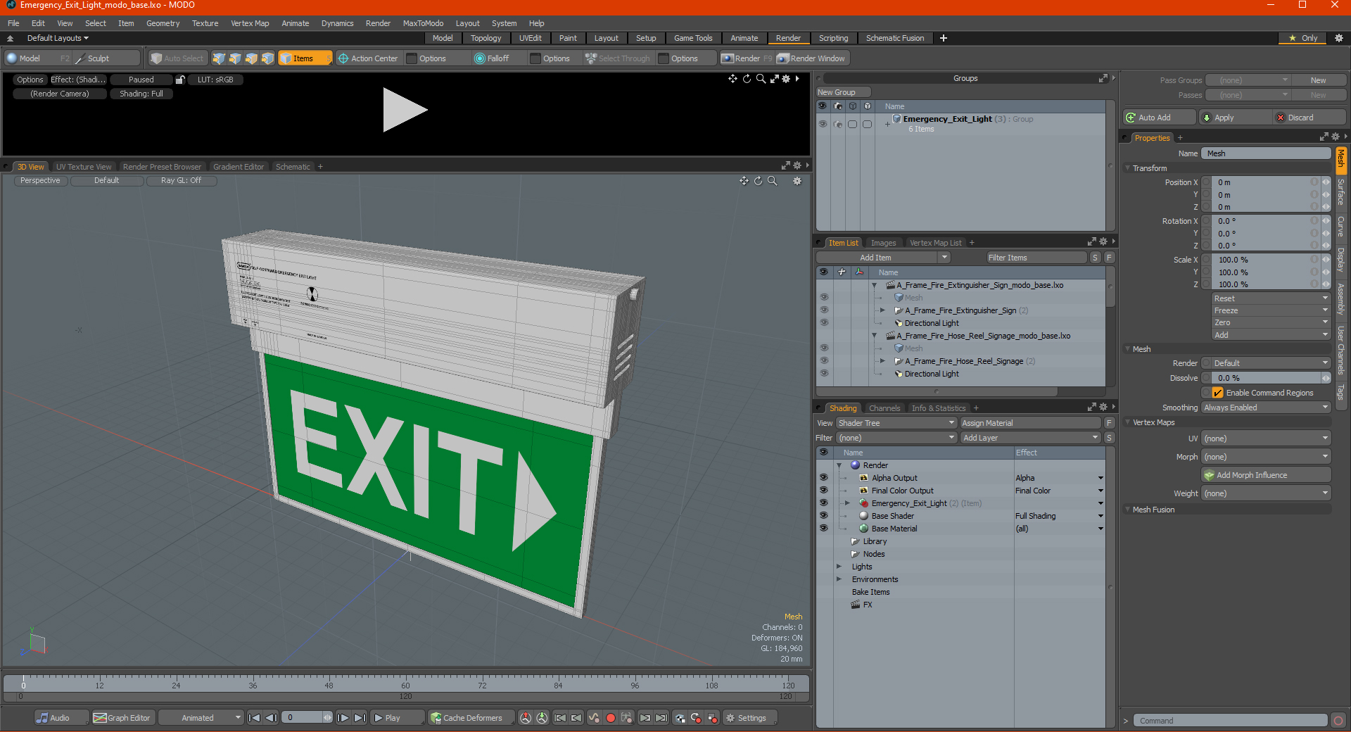 3D model Emergency Exit Light