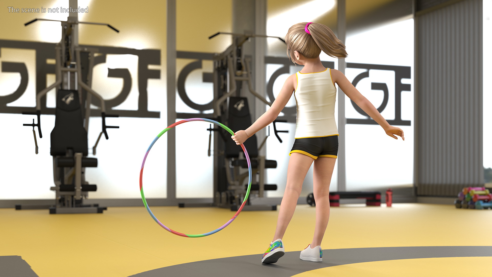 Child Girl With Hoop Rigged 3D