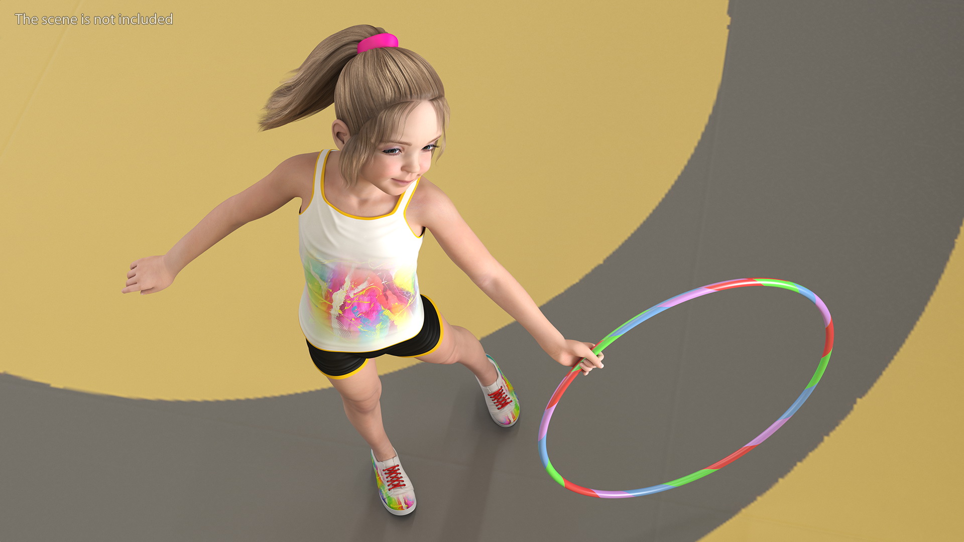 Child Girl With Hoop Rigged 3D