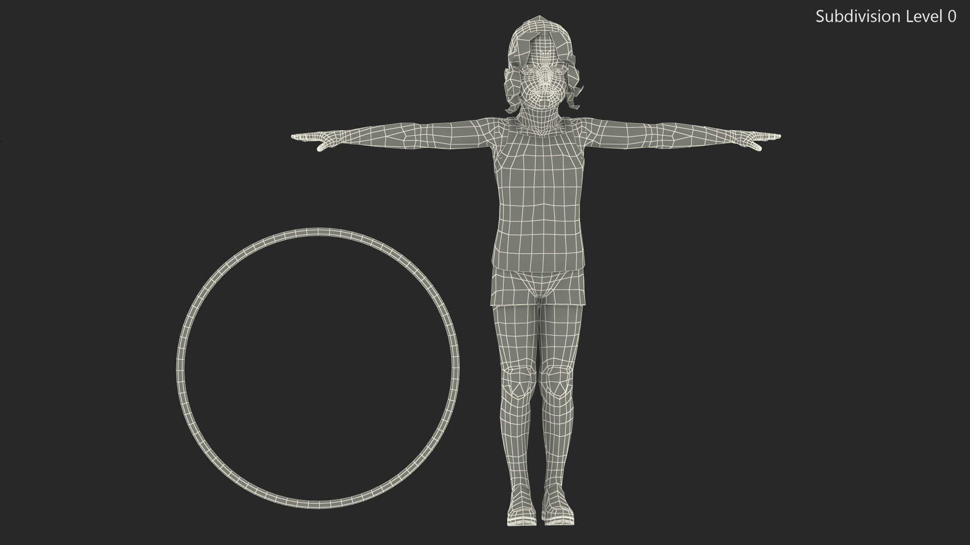 Child Girl With Hoop Rigged 3D