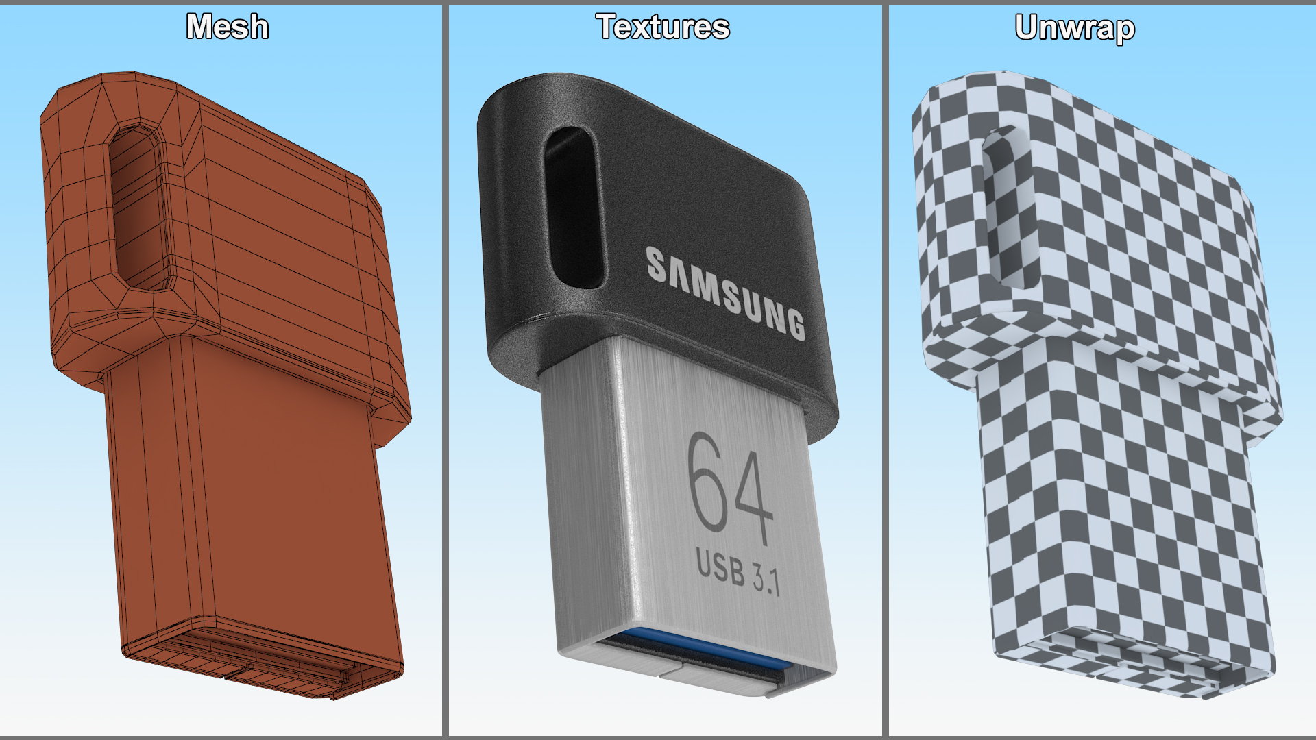 Flash Drive Samsung 64Gb 3D model