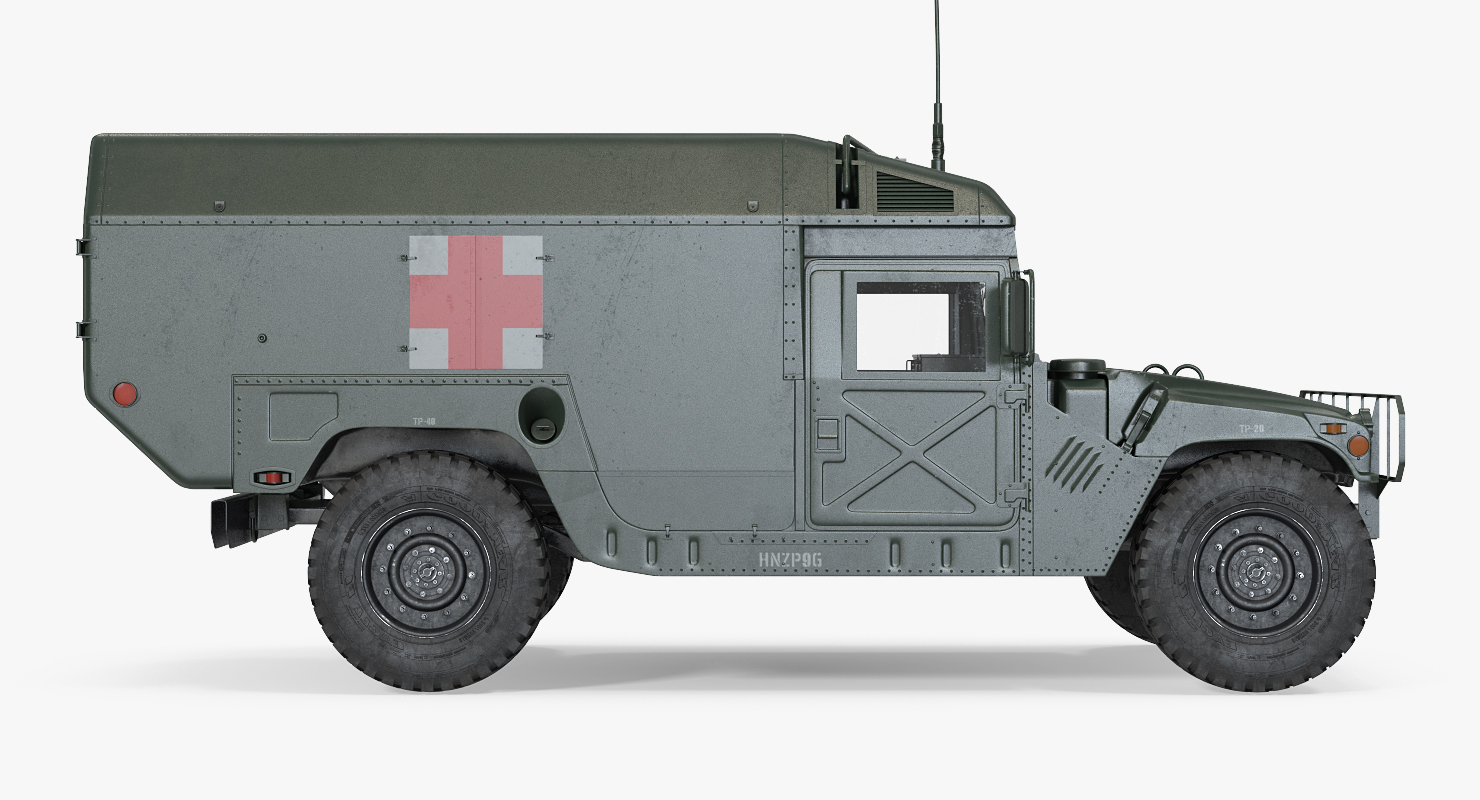 3D model Ambulance Military Car HMMWV m996 Rigged