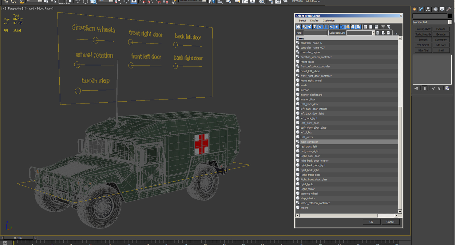 3D model Ambulance Military Car HMMWV m996 Rigged