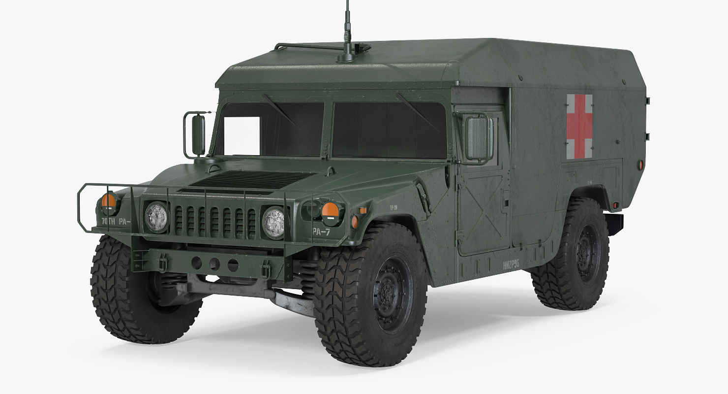 3D model Ambulance Military Car HMMWV m996 Rigged