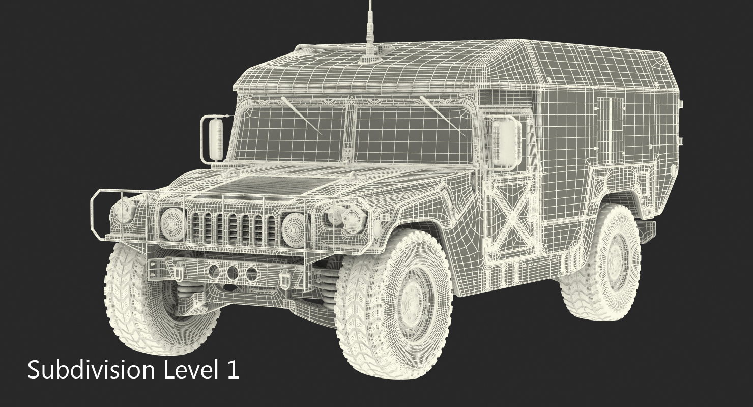 3D model Ambulance Military Car HMMWV m996 Rigged