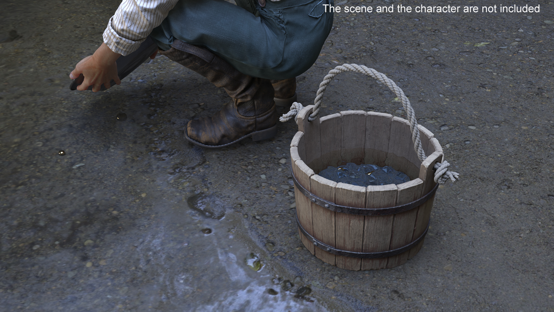 3D Wooden Bucket model