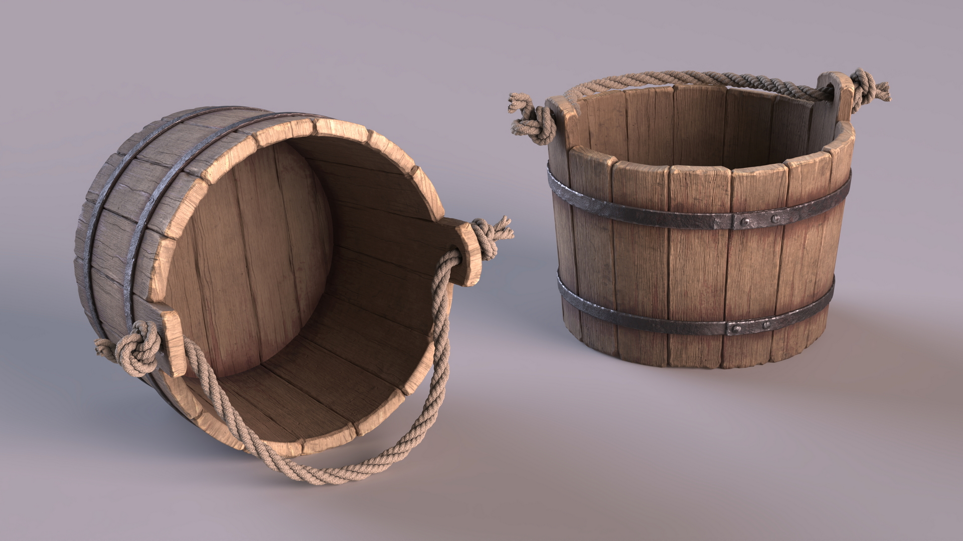 3D Wooden Bucket model