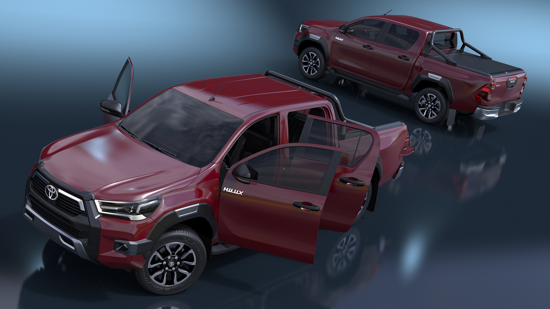 3D Toyota Hilux 2022 Red Rigged model