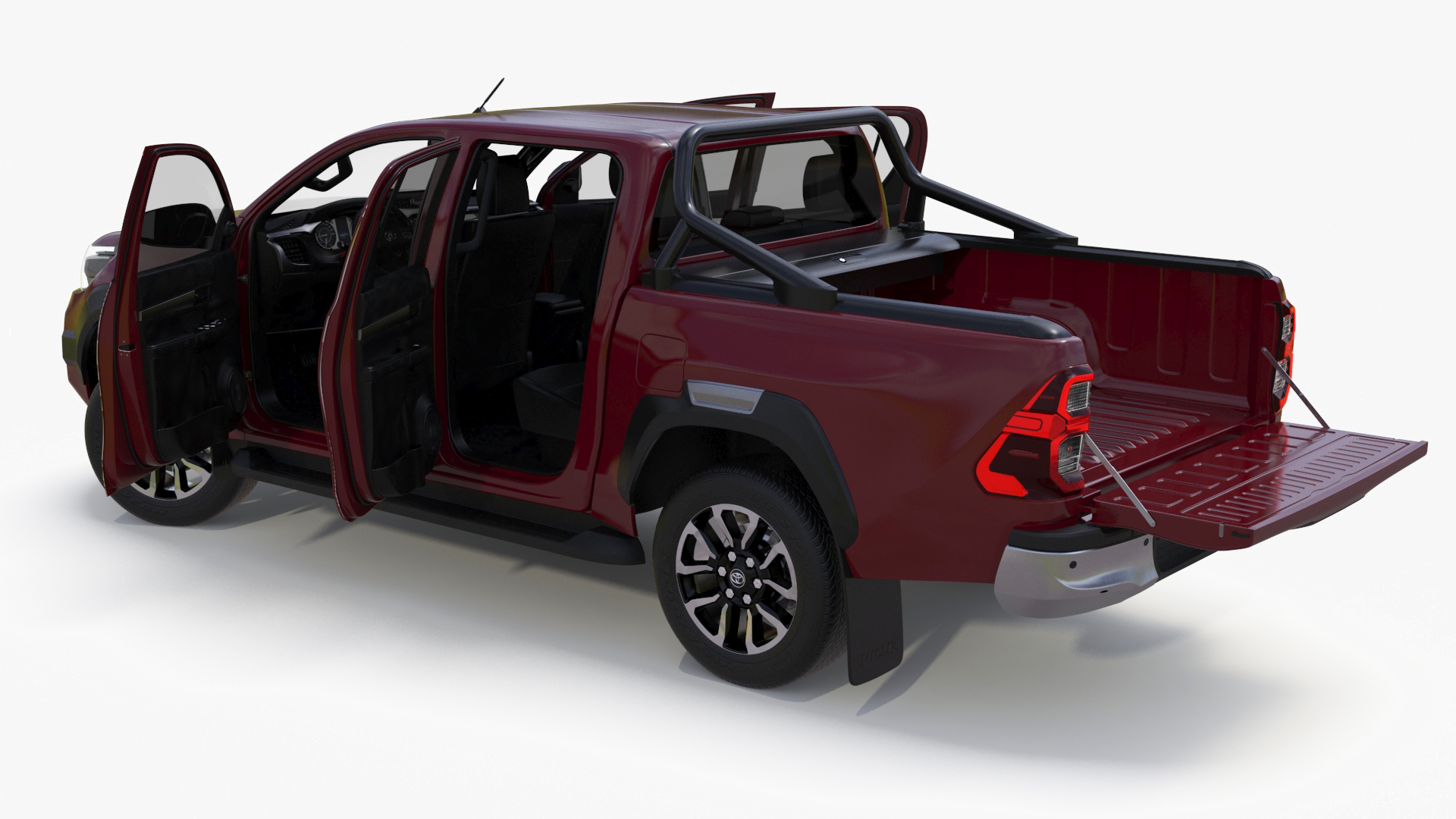 3D Toyota Hilux 2022 Red Rigged model