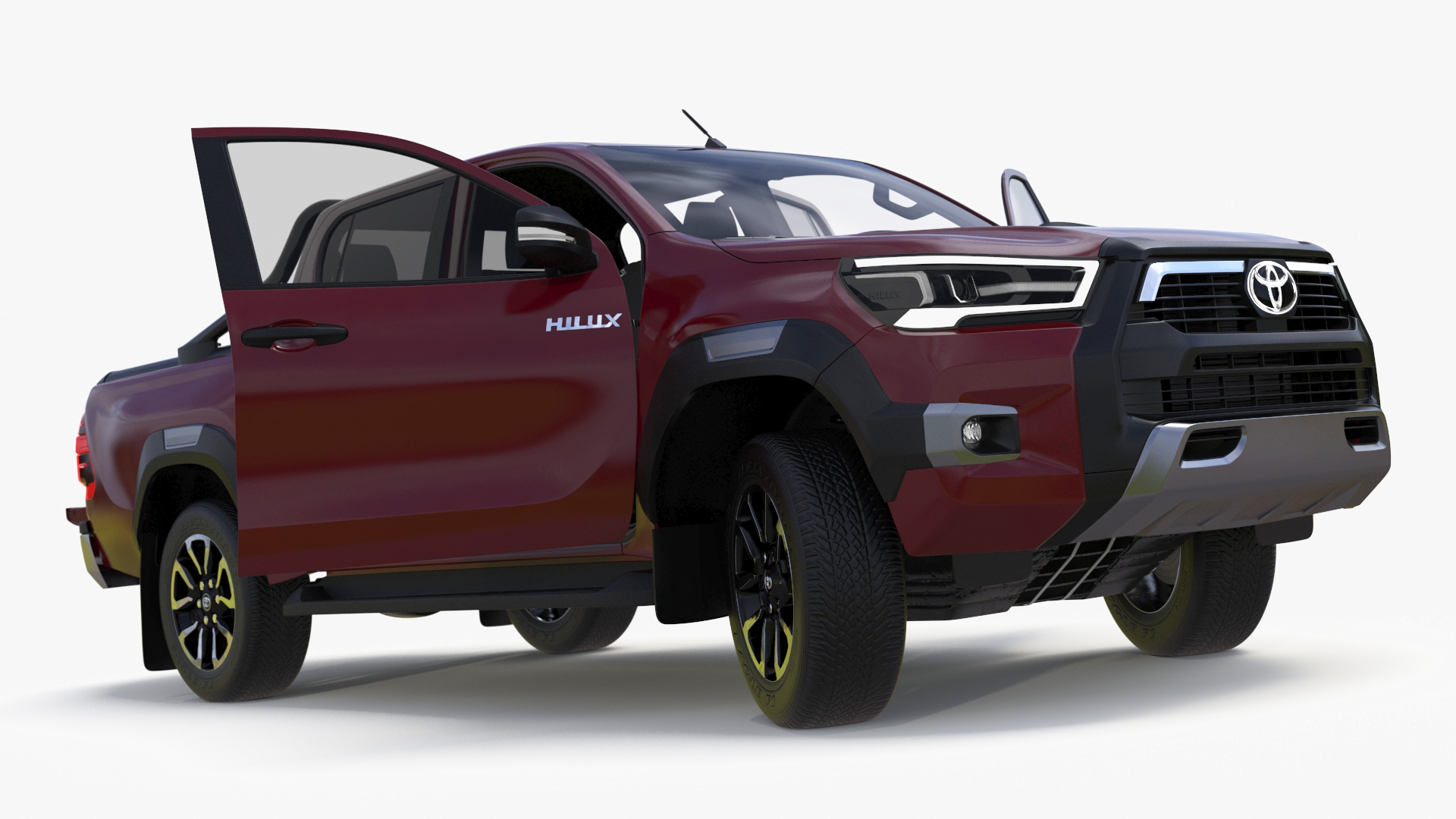 3D Toyota Hilux 2022 Red Rigged model