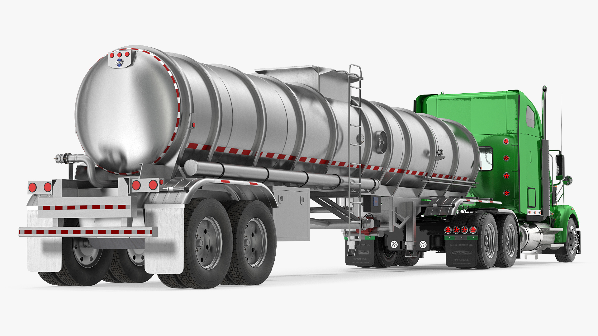 Heavy Duty Long Hood Truck with Tank Trailer 3D model