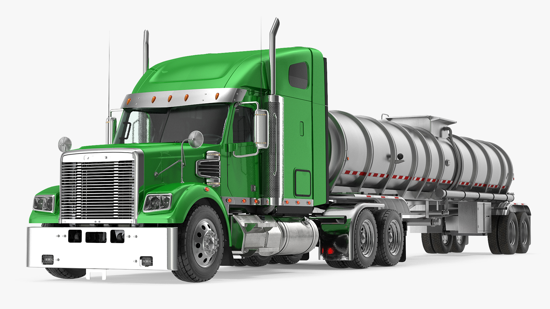 Heavy Duty Long Hood Truck with Tank Trailer 3D model