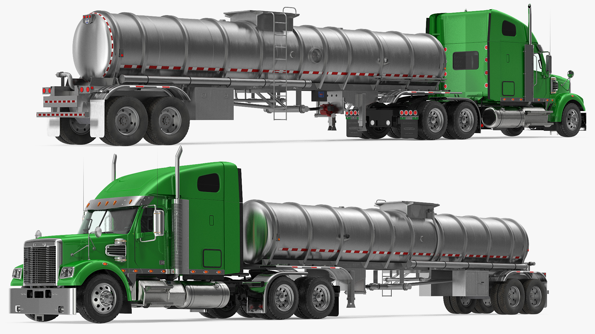 Heavy Duty Long Hood Truck with Tank Trailer 3D model