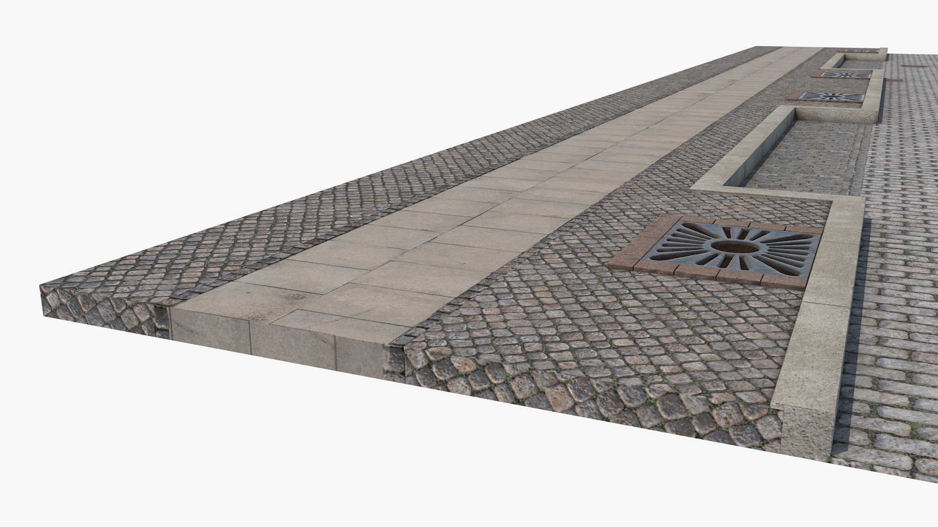 Street Fragment Cobblestone 3D