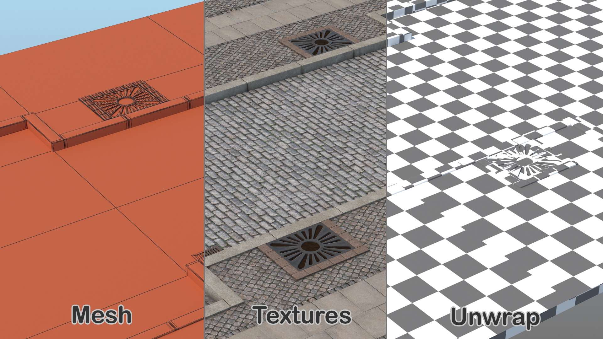 Street Fragment Cobblestone 3D