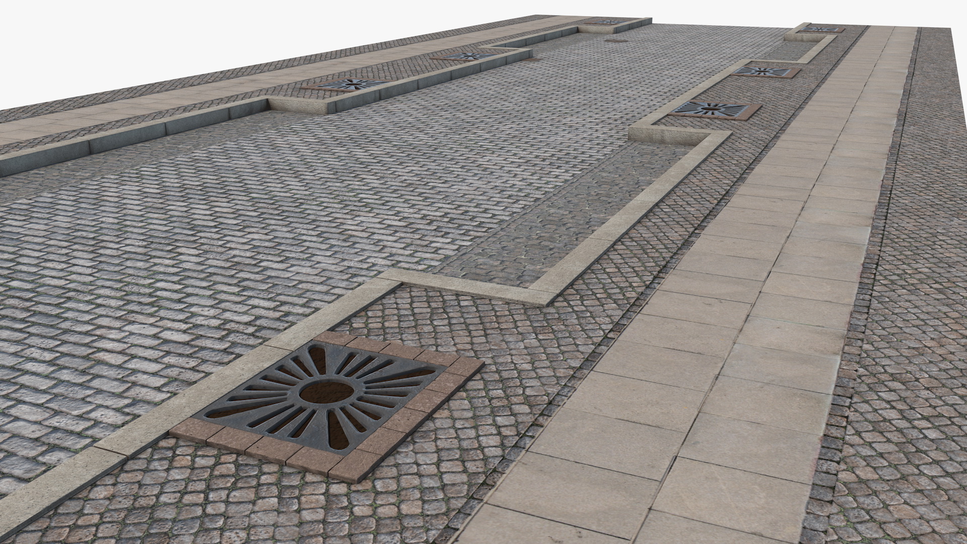 Street Fragment Cobblestone 3D