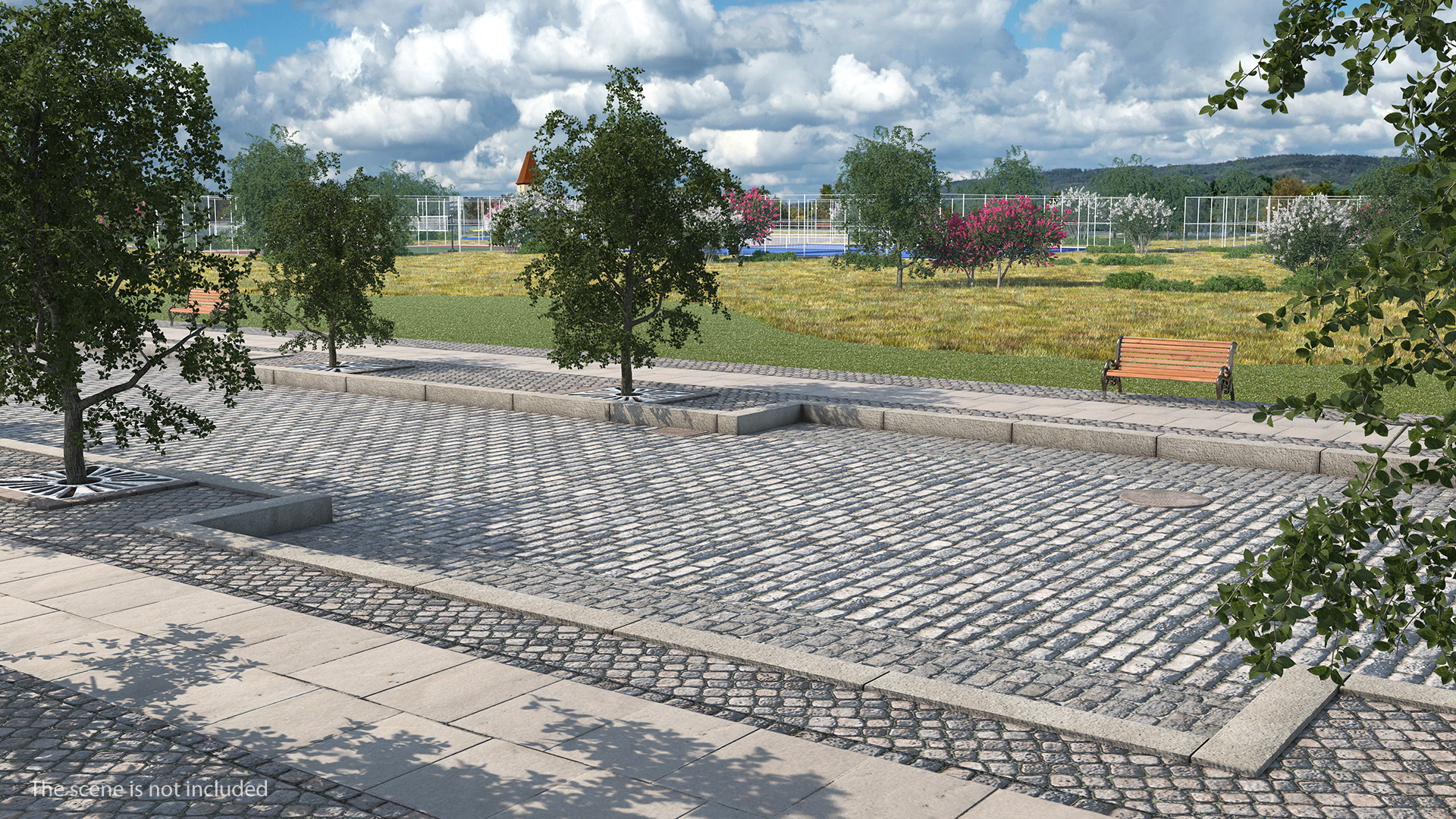 Street Fragment Cobblestone 3D