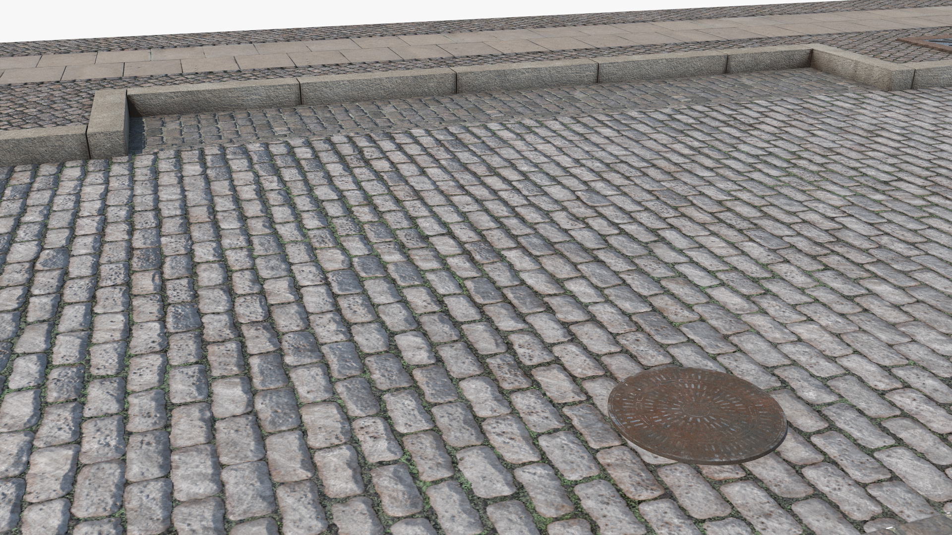 Street Fragment Cobblestone 3D