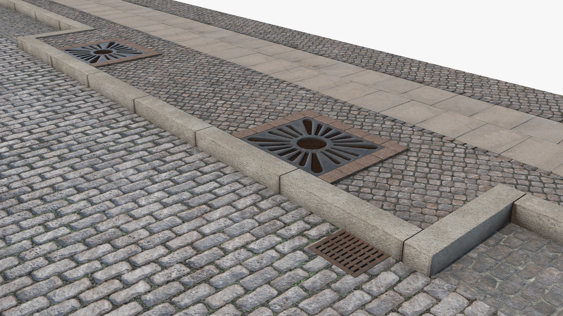 Street Fragment Cobblestone 3D