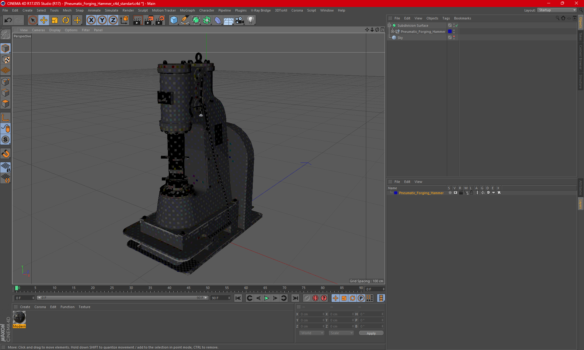 Pneumatic Forging Hammer 3D model