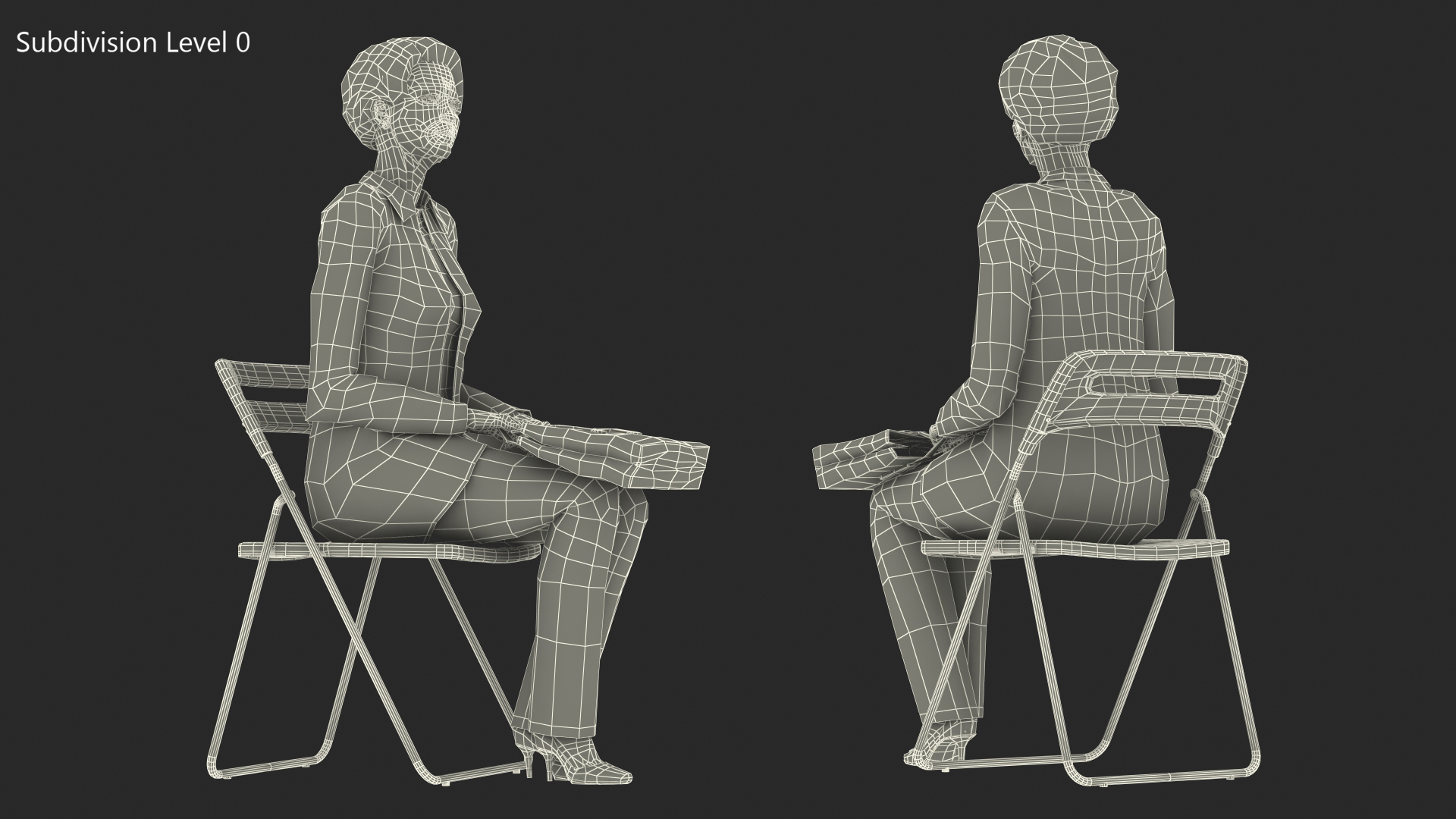 3D Korean Old Lady Everyday Style Sitting model