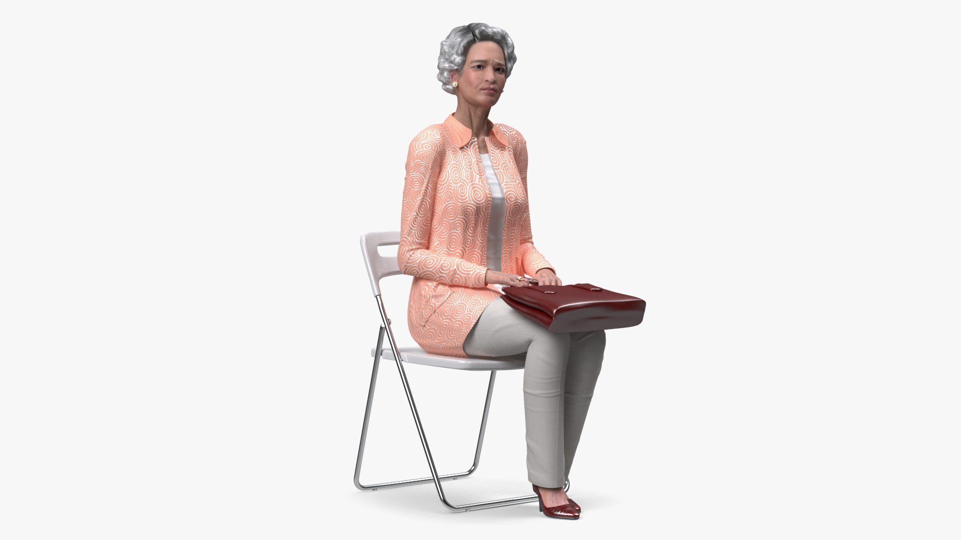 3D Korean Old Lady Everyday Style Sitting model