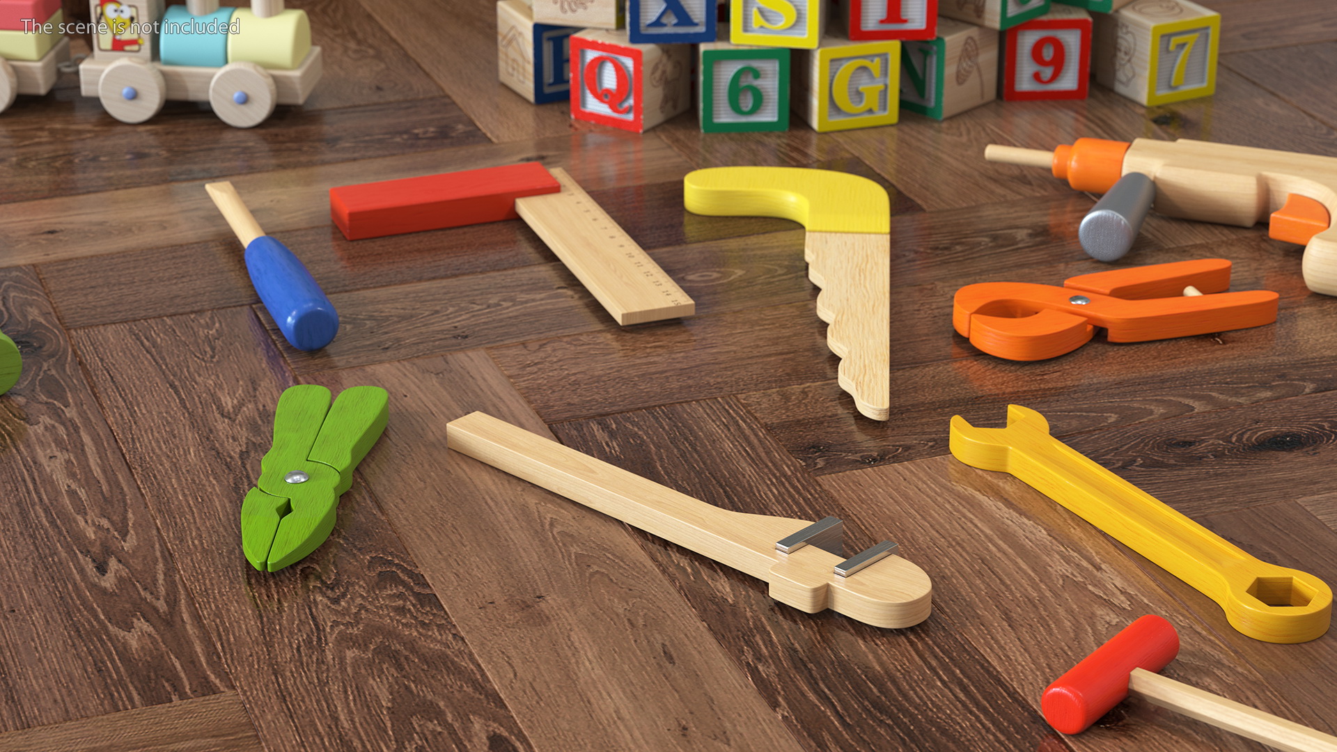 Wooden Wrench Toys Set 3D