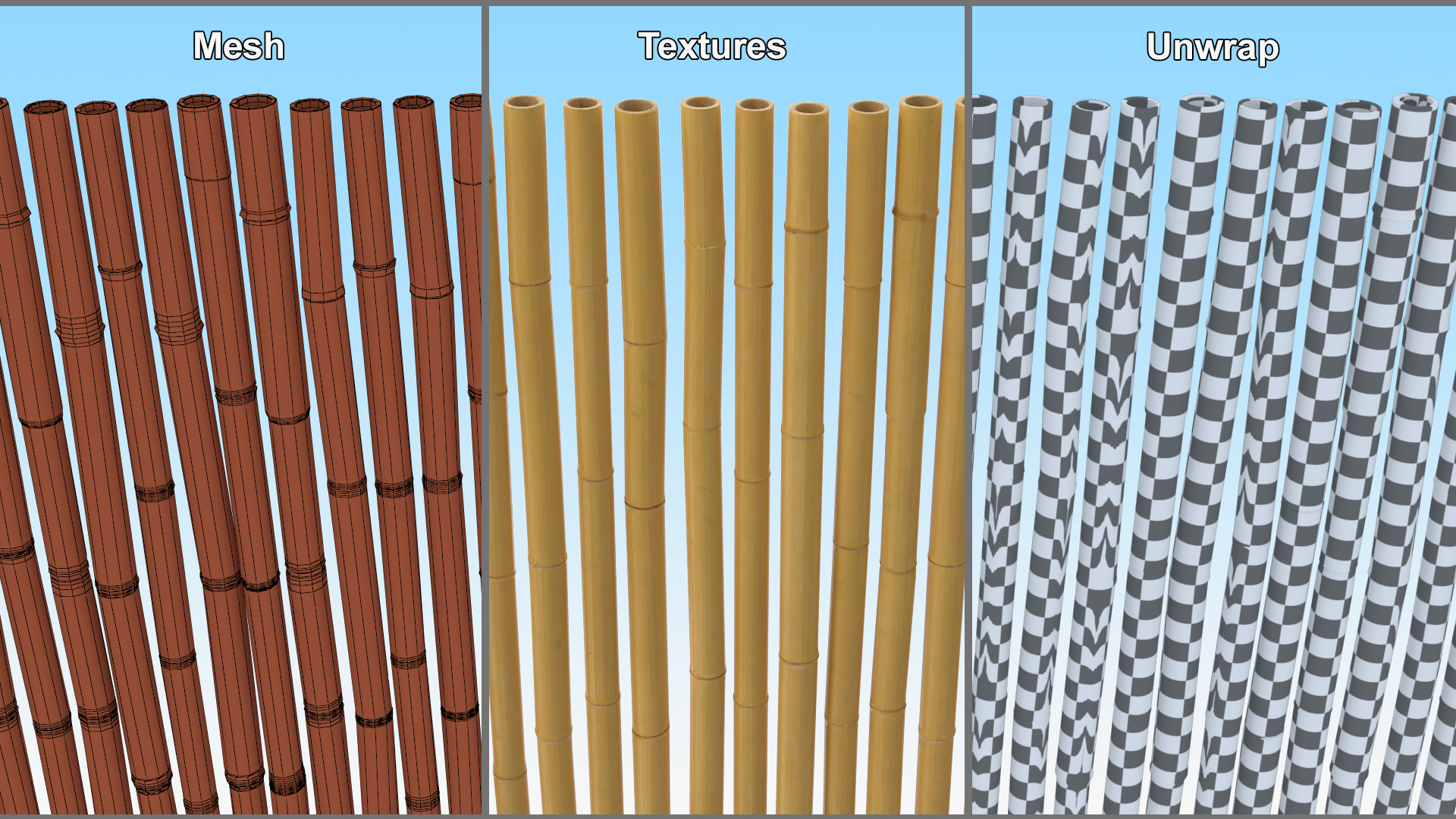 3D Decorative Bamboo Fence model