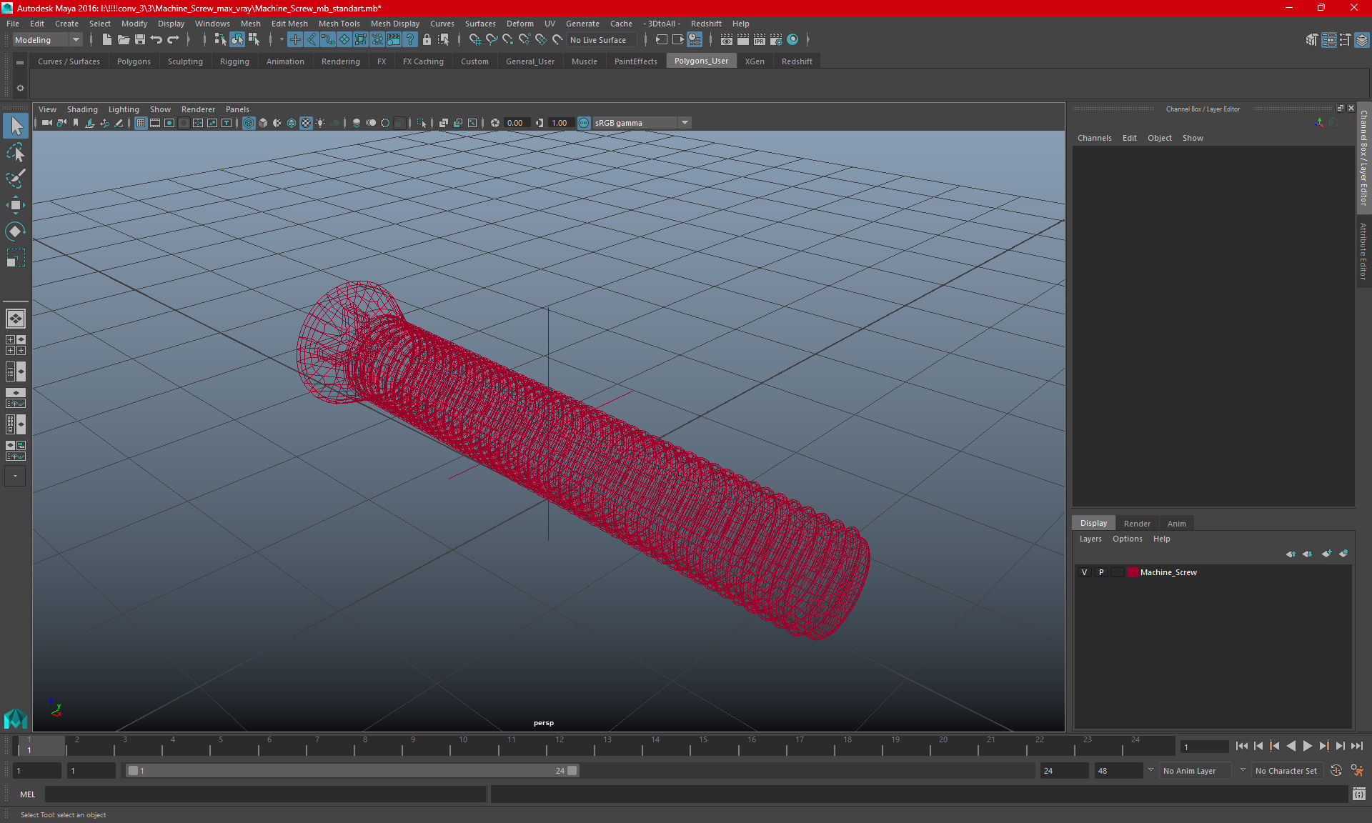 3D Machine Screw model