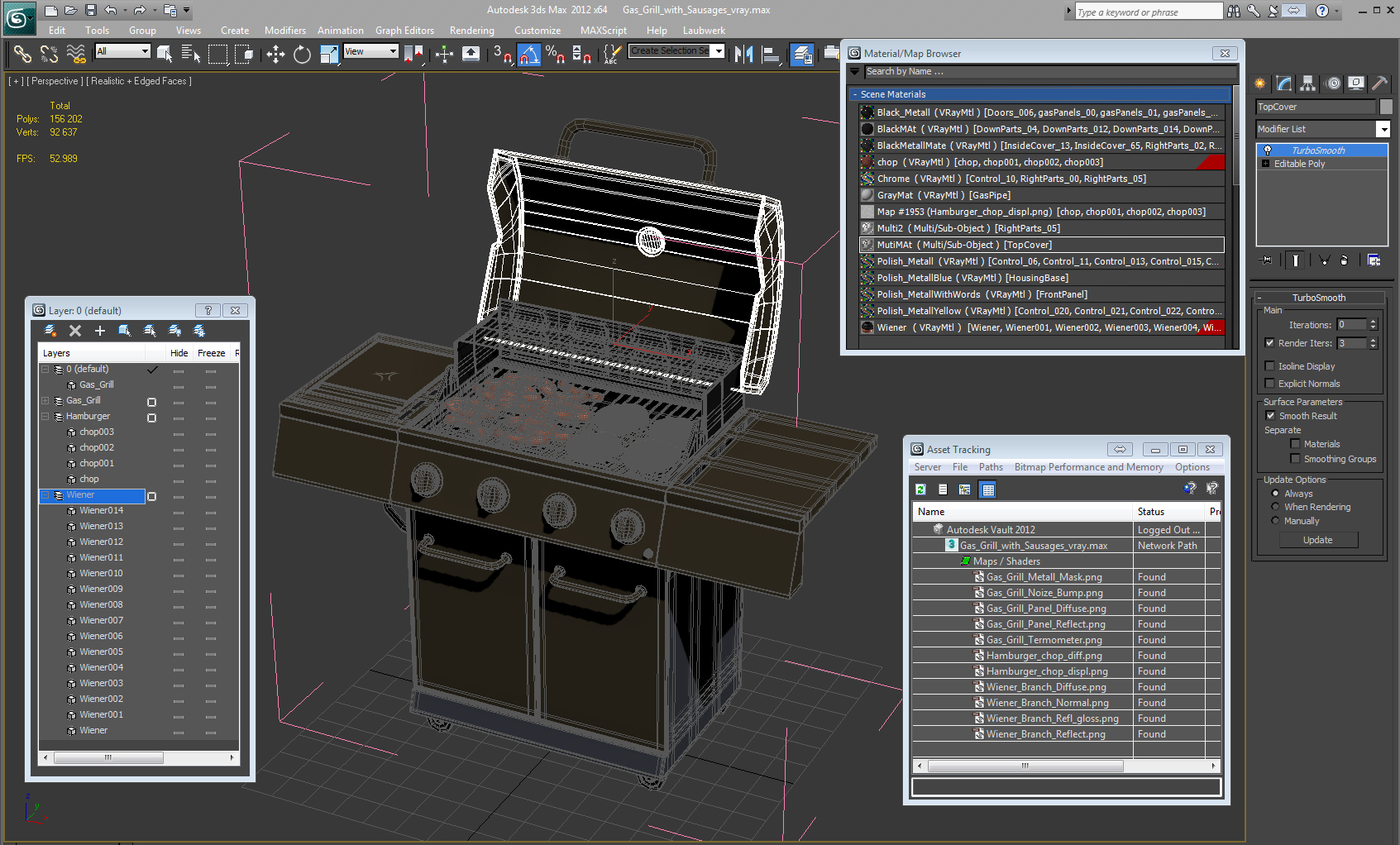 3D Gas Grill with Sausages model