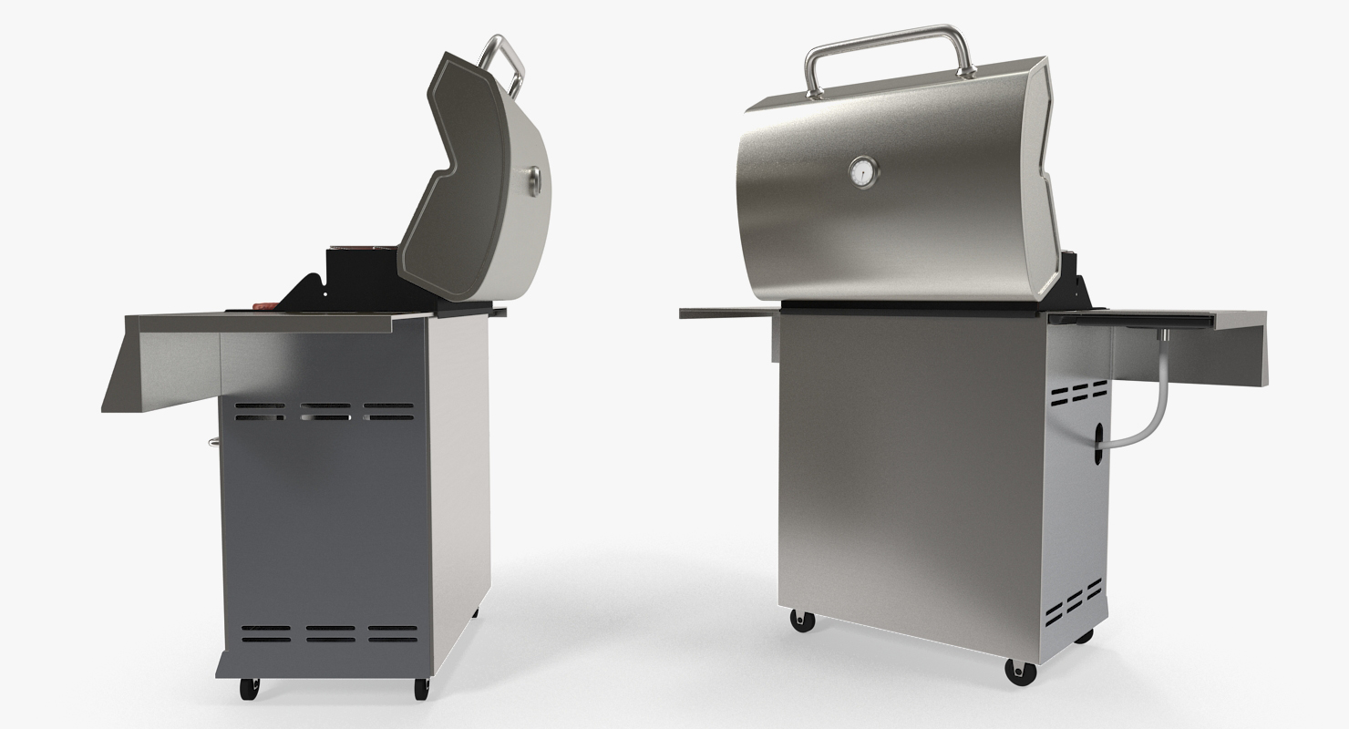 3D Gas Grill with Sausages model