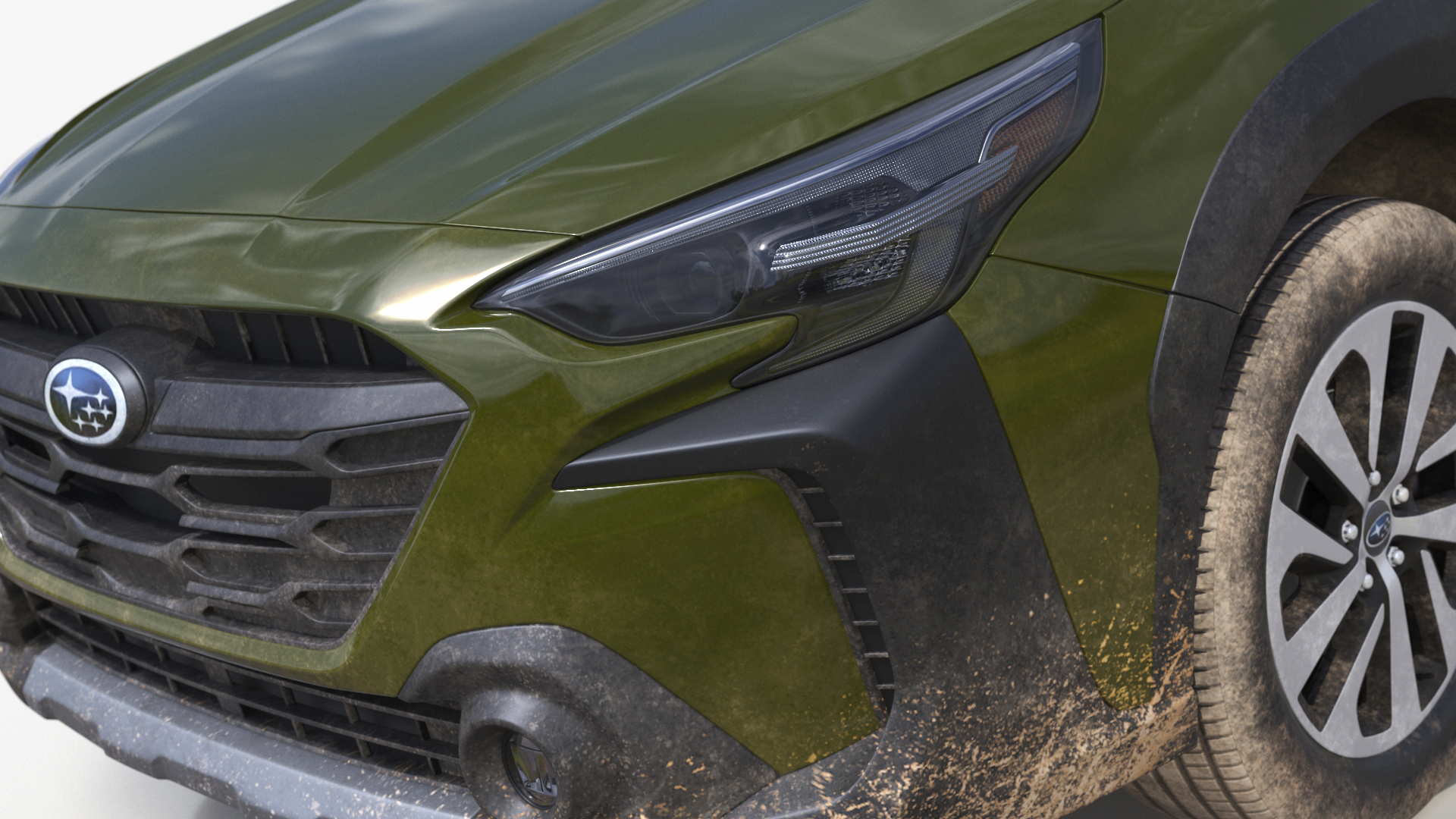 Subaru Outback 2025 Green Dirty Simplified 3D