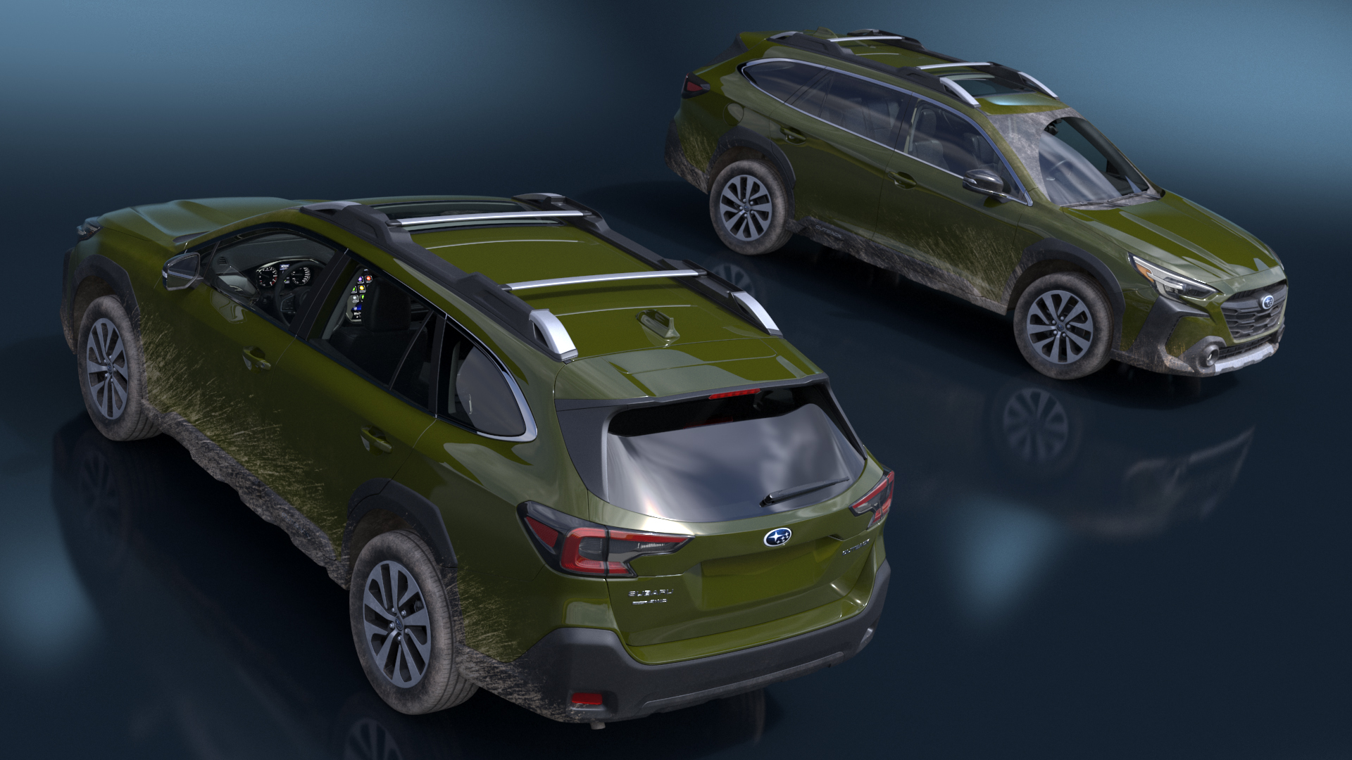 Subaru Outback 2025 Green Dirty Simplified 3D