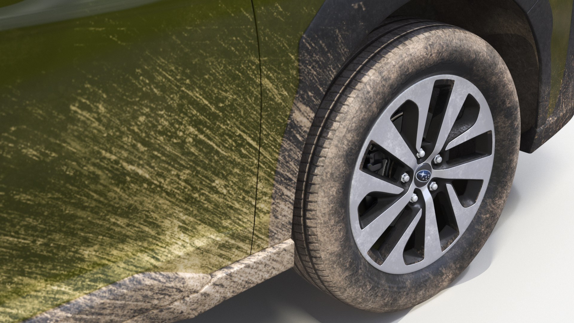 Subaru Outback 2025 Green Dirty Simplified 3D