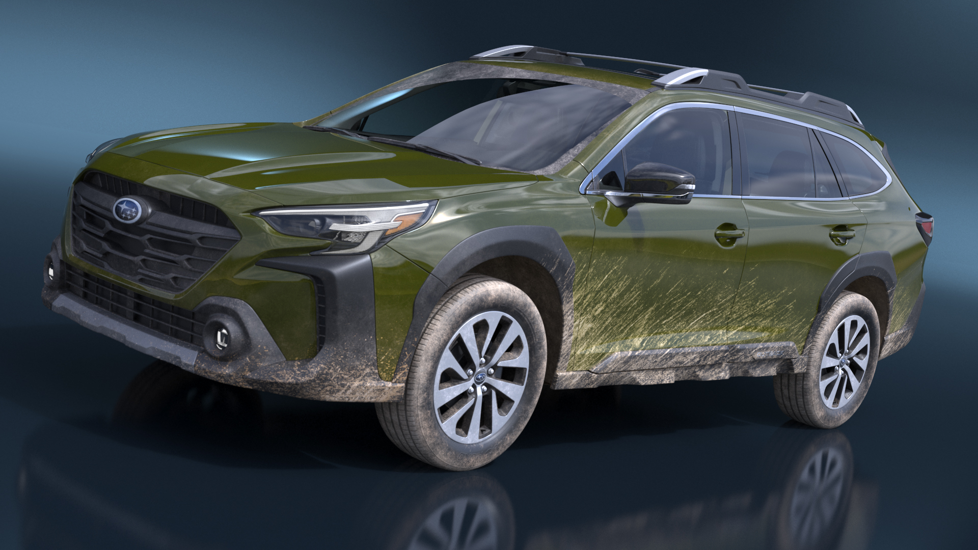 Subaru Outback 2025 Green Dirty Simplified 3D