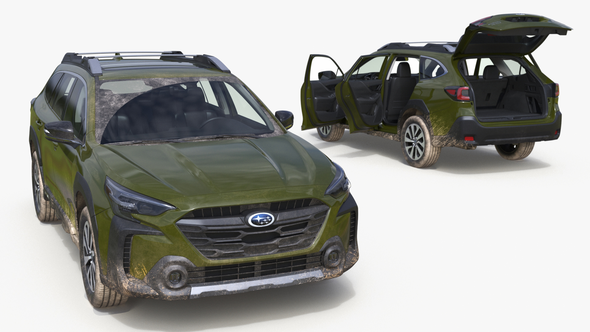 Subaru Outback 2025 Green Dirty Simplified 3D