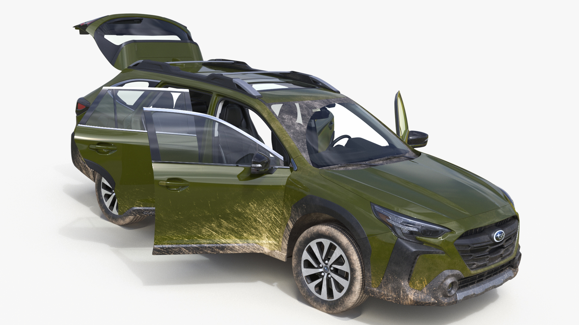 Subaru Outback 2025 Green Dirty Simplified 3D