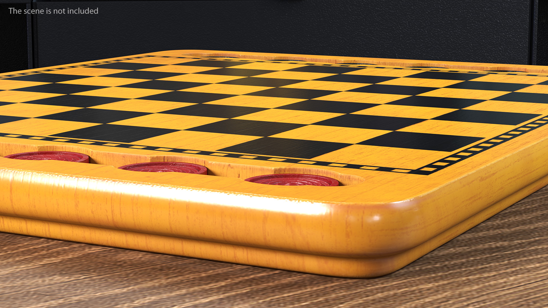 Wood Checkers Set 3D