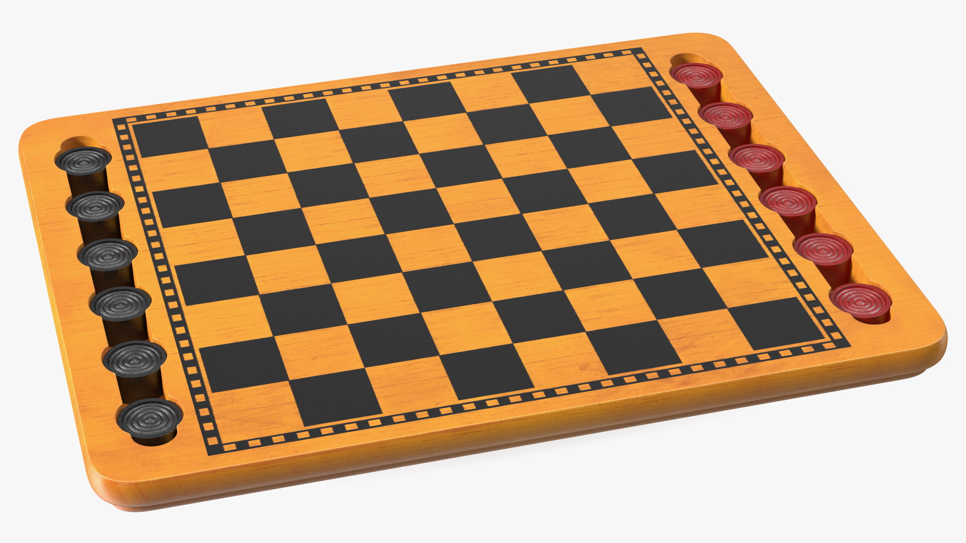 Wood Checkers Set 3D