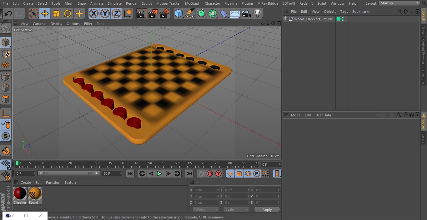 Wood Checkers Set 3D