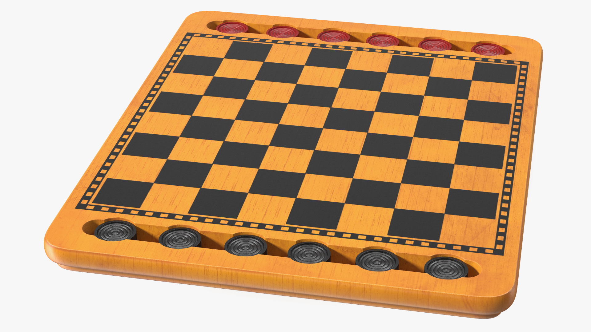 Wood Checkers Set 3D