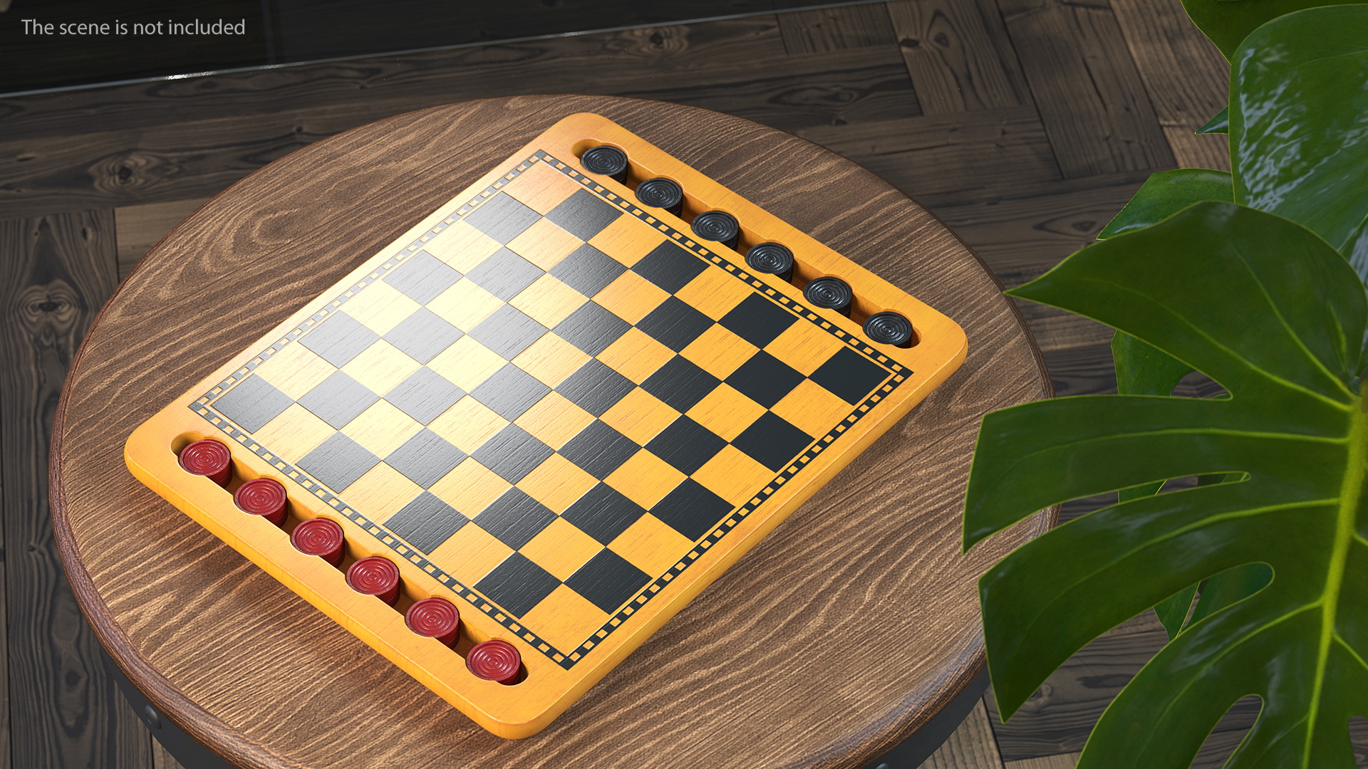 Wood Checkers Set 3D